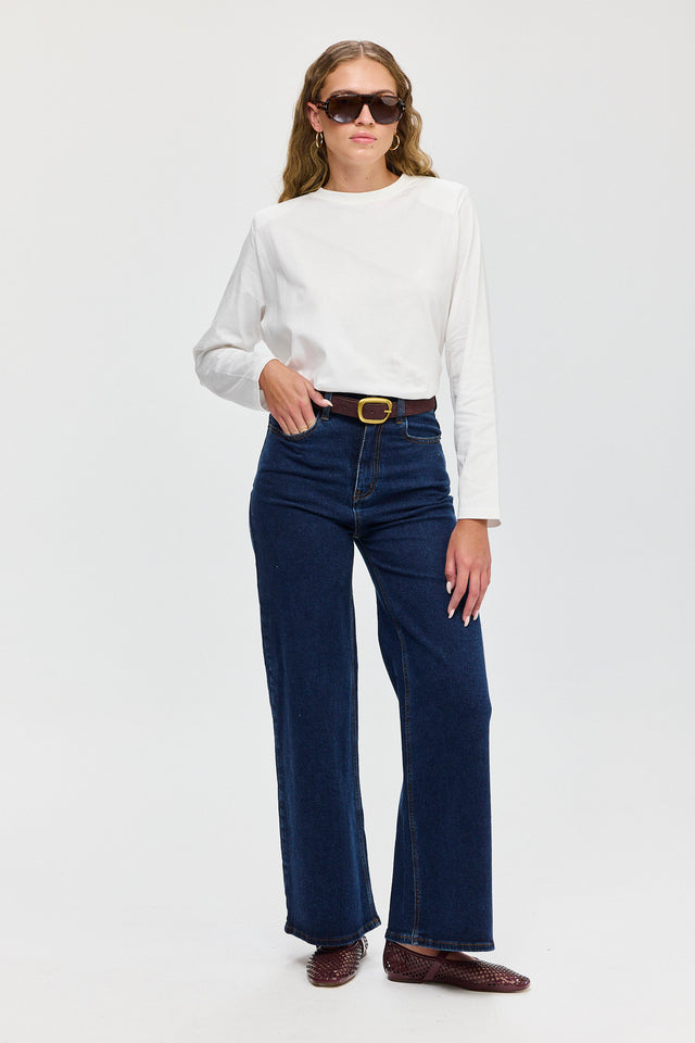 חולצת ספייסי פנקייק כריות כתפיים נשלפות ארוכה לבנה