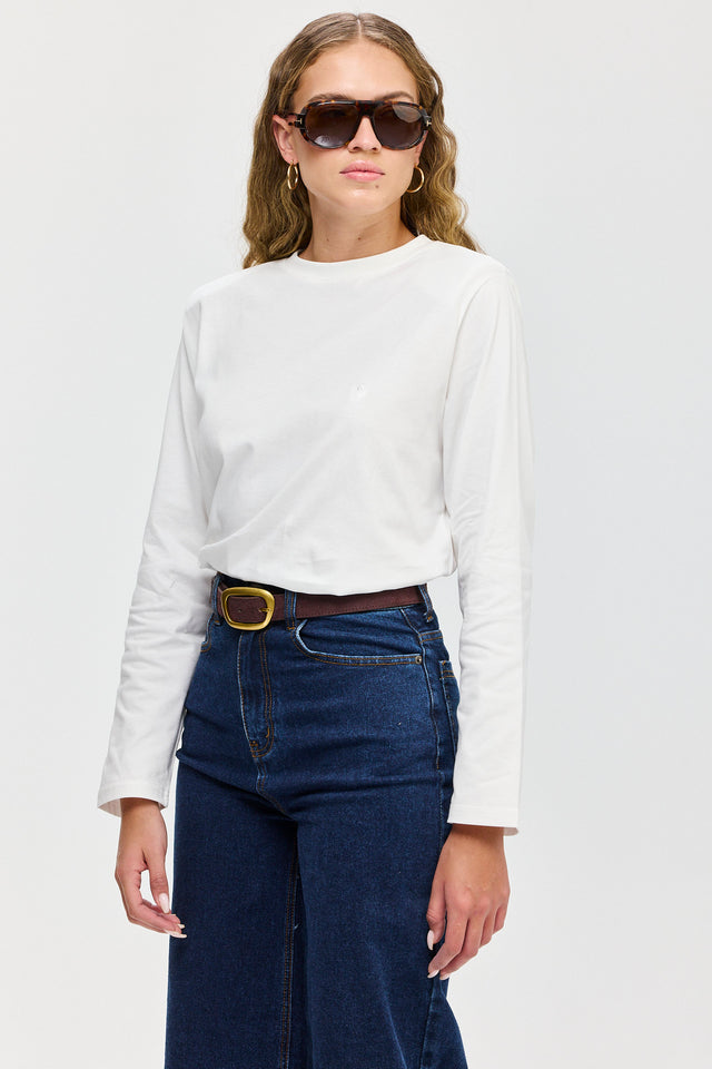 חולצת ספייסי פנקייק כריות כתפיים נשלפות ארוכה לבנה