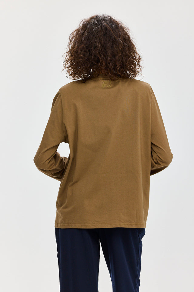 חולצת ספייסי פנקייק כריות כתפיים נשלפות ארוכה מוקה