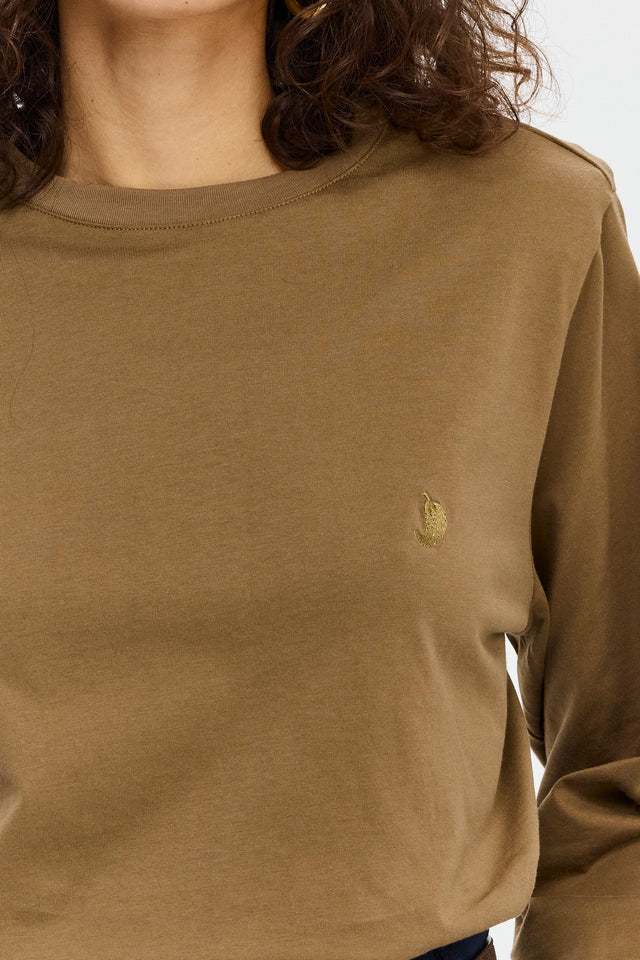 חולצת ספייסי פנקייק כריות כתפיים נשלפות ארוכה מוקה