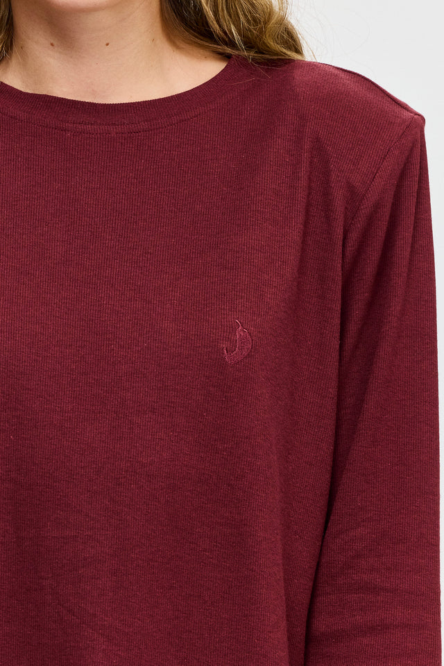 חולצת פנקייק ארוכה כריות כתפיים נשלפות בורגנדי