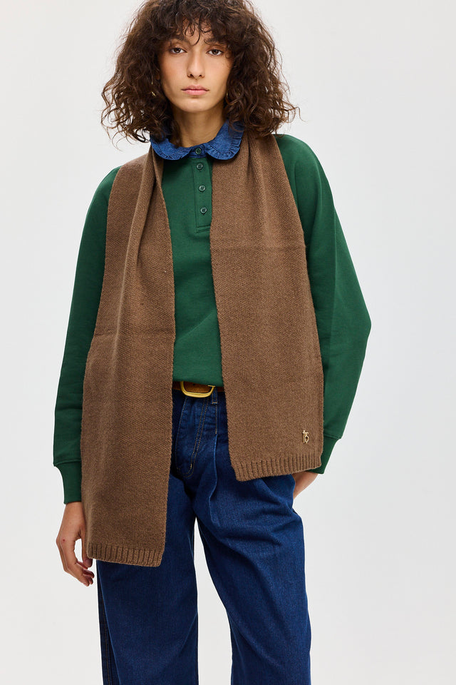 צעיף סריג חלק חום