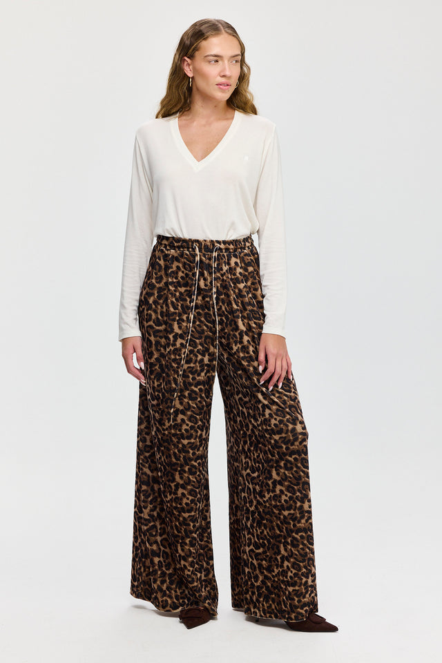 מכנסי ספיריט מתרחבים קטיפה דיטייל מחוייט מנומרים