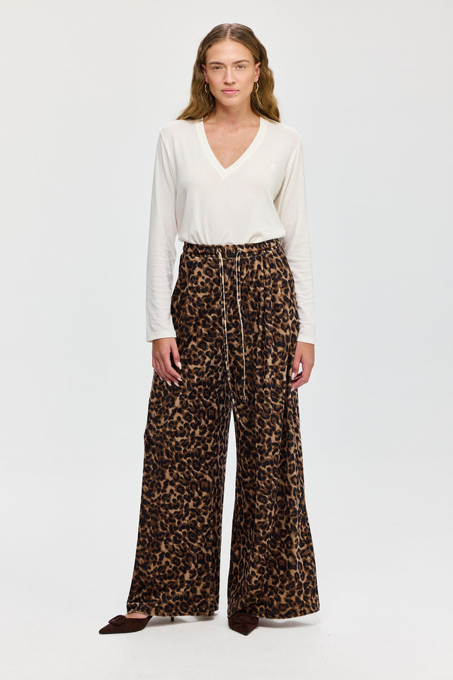 מכנסי ספיריט מתרחבים קטיפה דיטייל מחוייט מנומרים