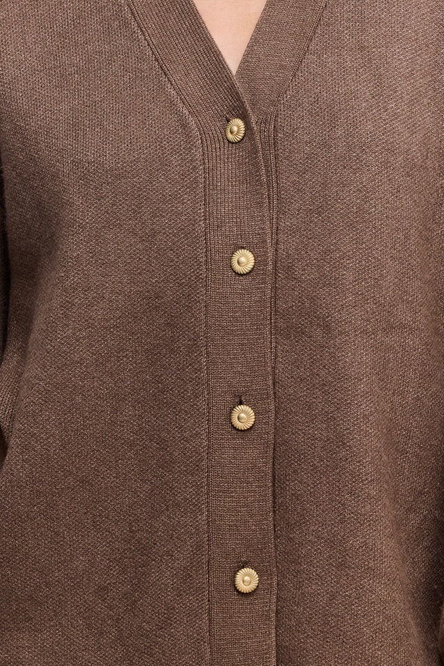 קרדיגן פרזנט סוודר שרוולים תפוחים חום