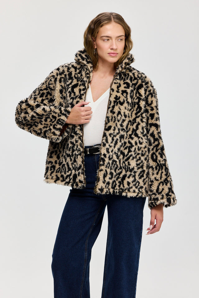 מעיל דמוי פרווה מנומר