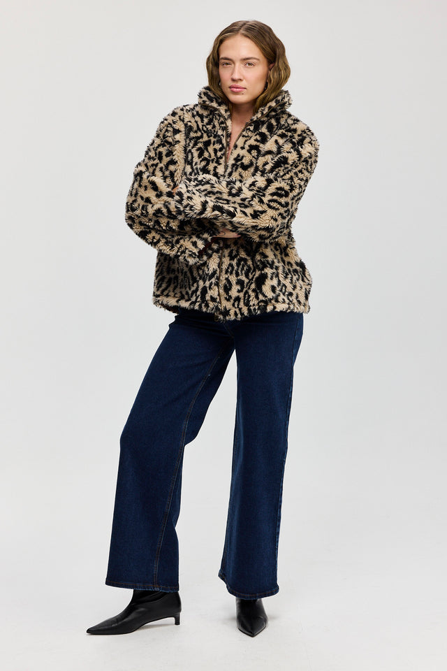 מעיל דמוי פרווה מנומר