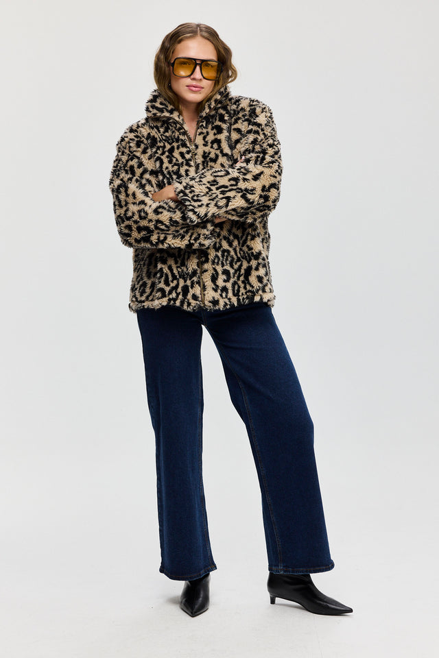 מעיל דמוי פרווה מנומר