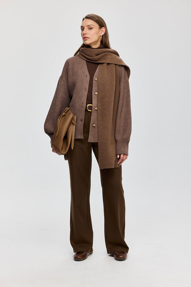 צעיף סריג חלק חום