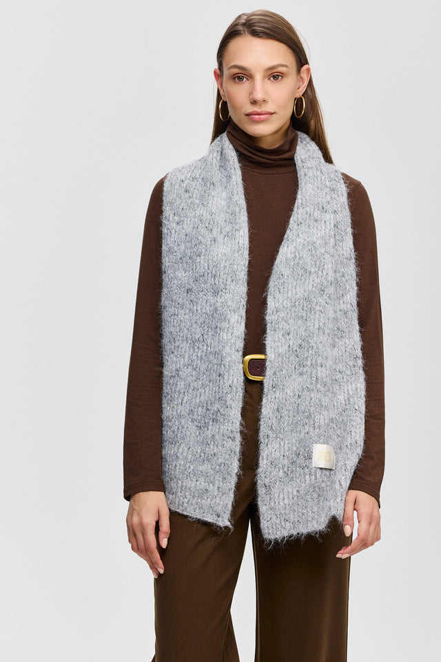 צעיף סרוג אפור מלנז'