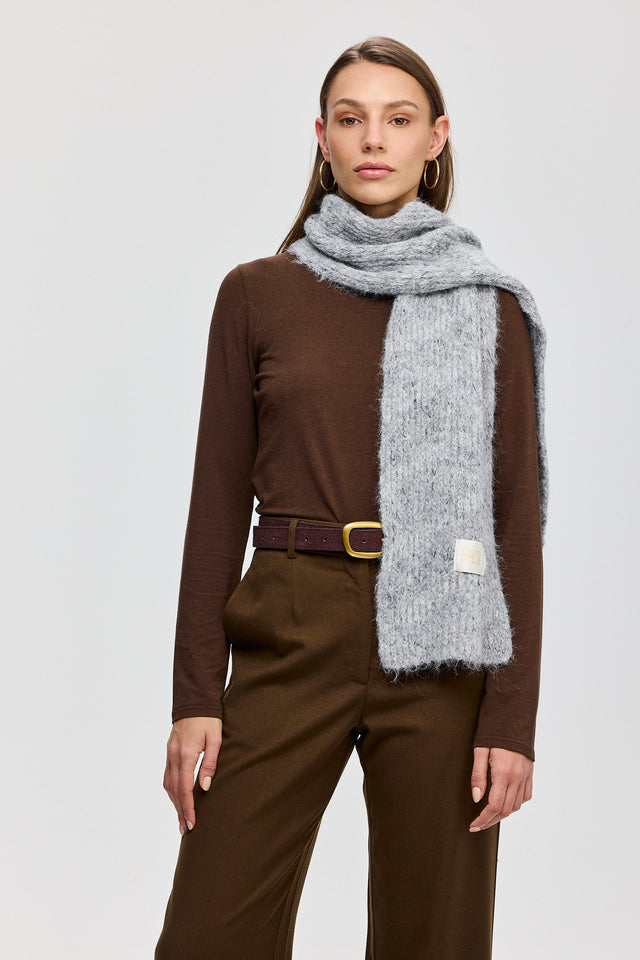 צעיף סרוג אפור מלנז'