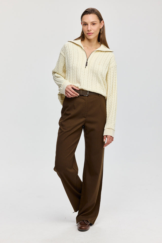 סריג קמומיל זיפר צמות חמאה שמנת