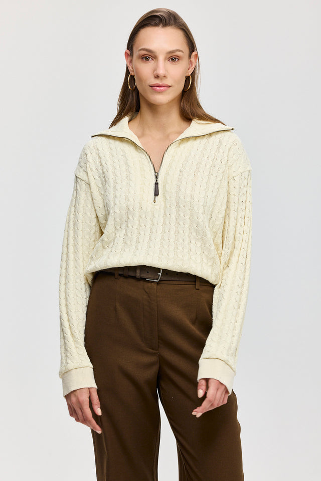 סריג קמומיל זיפר צמות חמאה שמנת