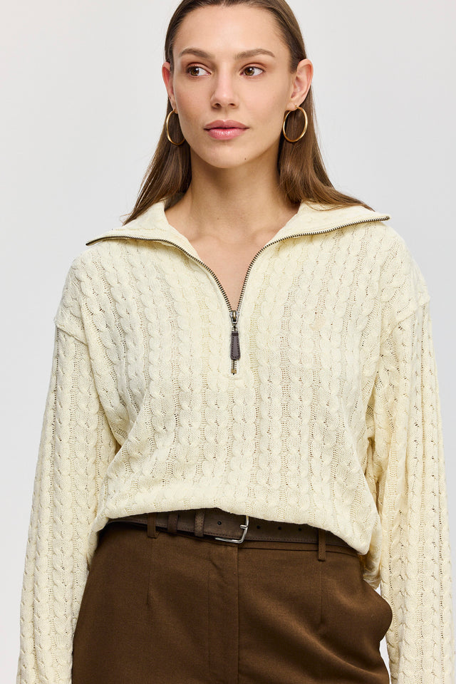 סריג קמומיל זיפר צמות חמאה שמנת