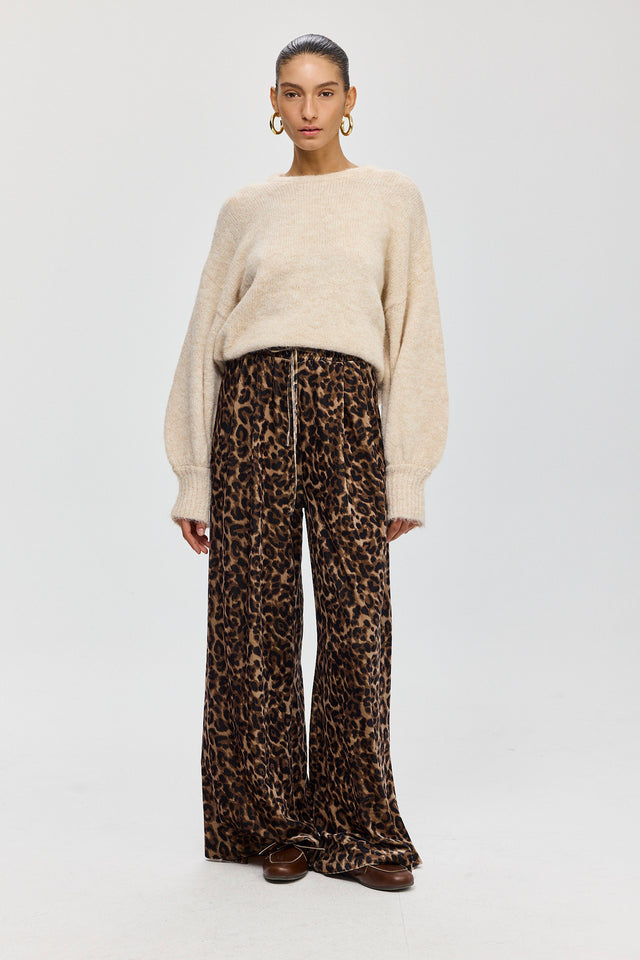 מכנסי ספיריט מתרחבים קטיפה דיטייל מחוייט מנומרים