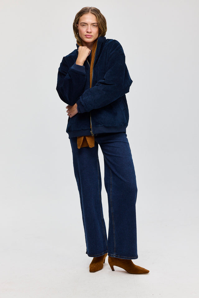 מעיל פנטאסי דו צדדי קורדורויי-זמש נייבי קאמל