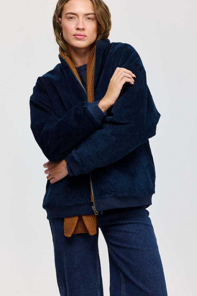 מעיל פנטאסי דו צדדי קורדורויי-זמש נייבי קאמל