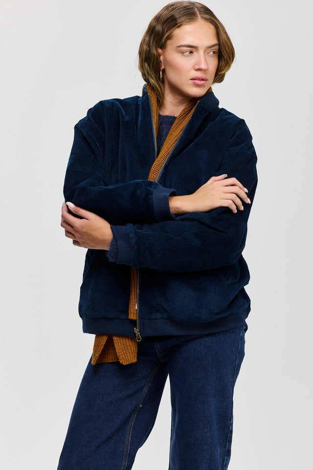 מעיל פנטאסי דו צדדי קורדורויי-זמש נייבי קאמל