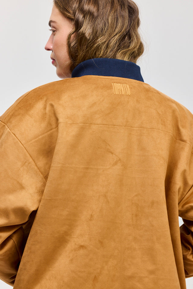 מעיל פנטאסי דו צדדי קורדורויי-זמש נייבי קאמל