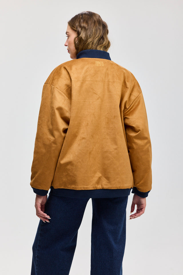 מעיל פנטאסי דו צדדי קורדורויי-זמש נייבי קאמל