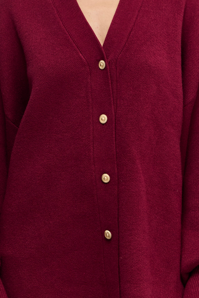 קרדיגן פרזנט סוודר שרוולים תפוחים בורגנדי