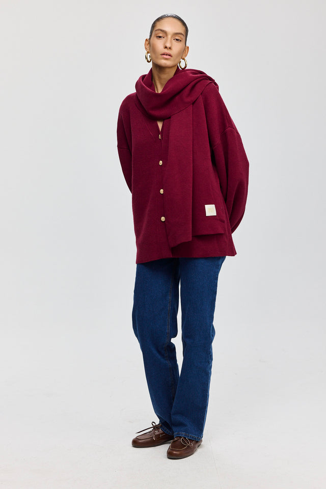 צעיף פרזנט בורגנדי