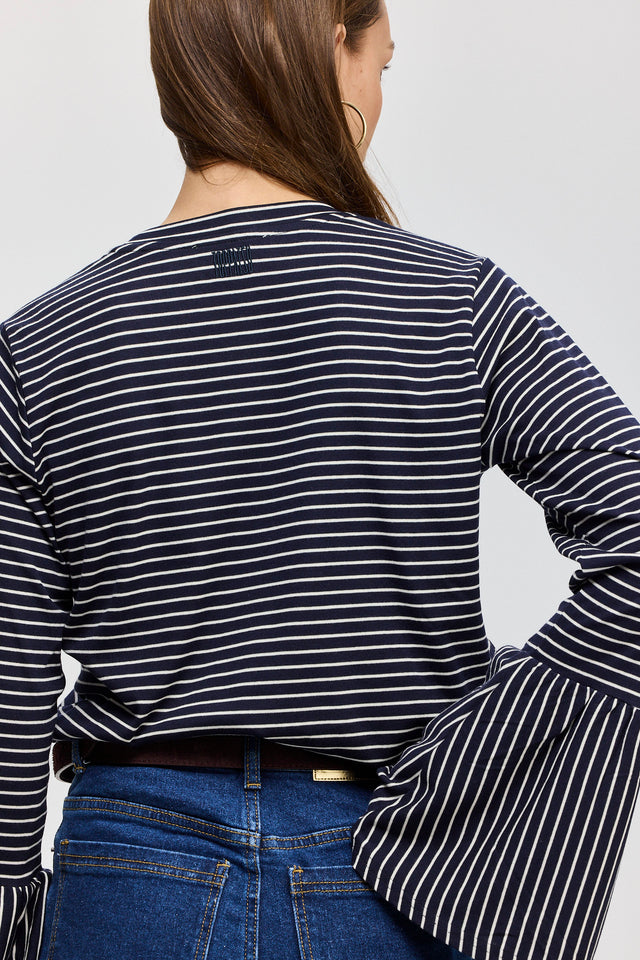 חולצת רביולי חפת פעמון פסים נייבי