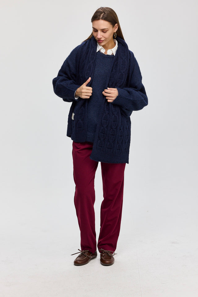 צעיף סריגה גאומטרית נייבי