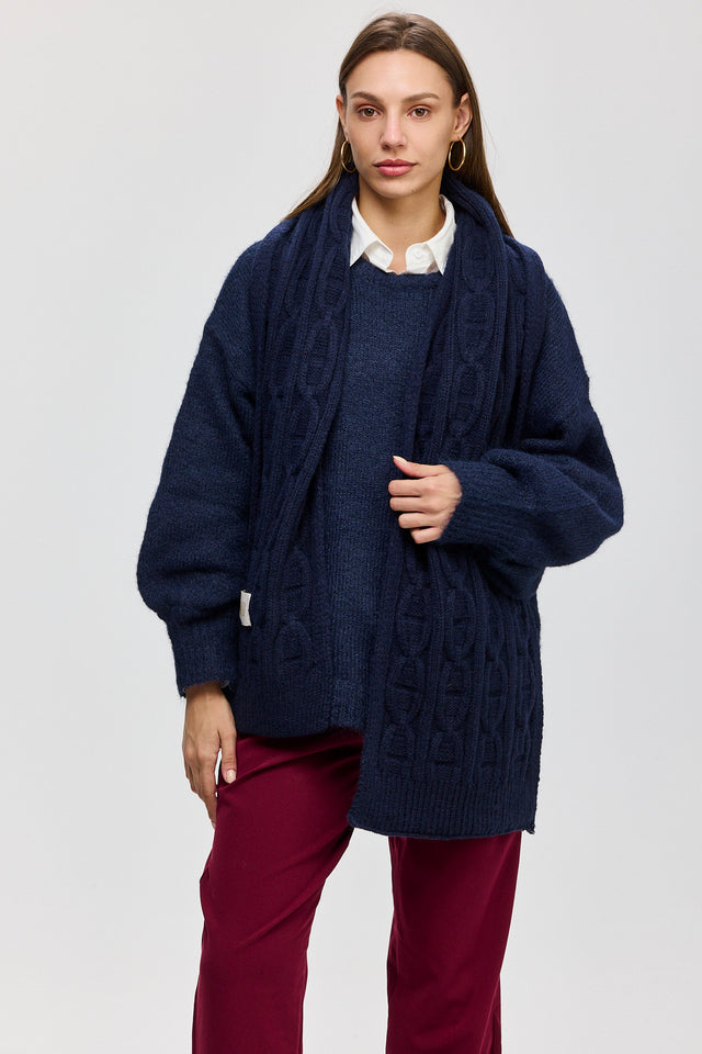 צעיף סריגה גאומטרית נייבי