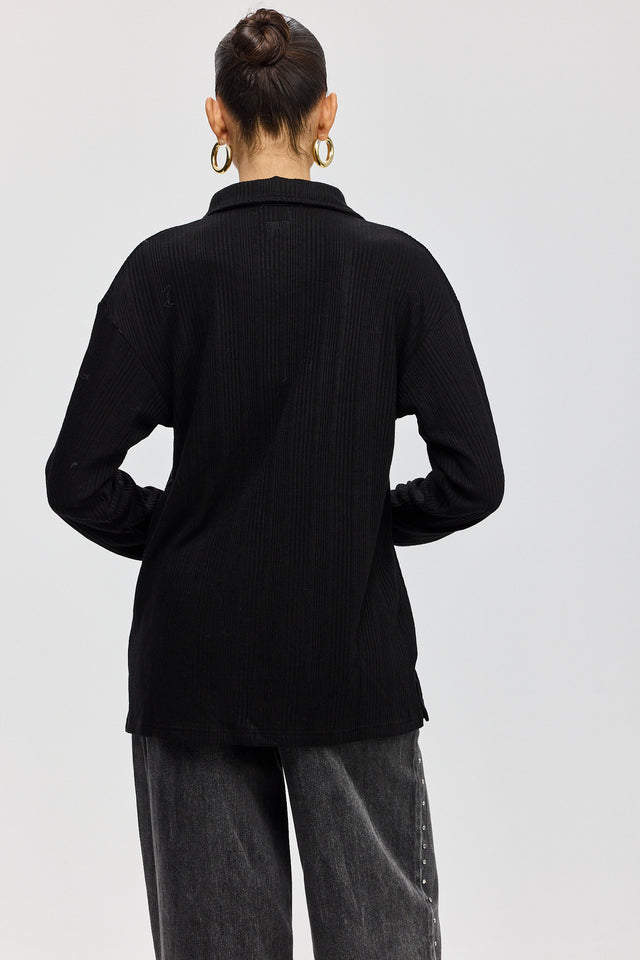 חולצת זיפר ספייסי וונט סריג ספייסי שחורה