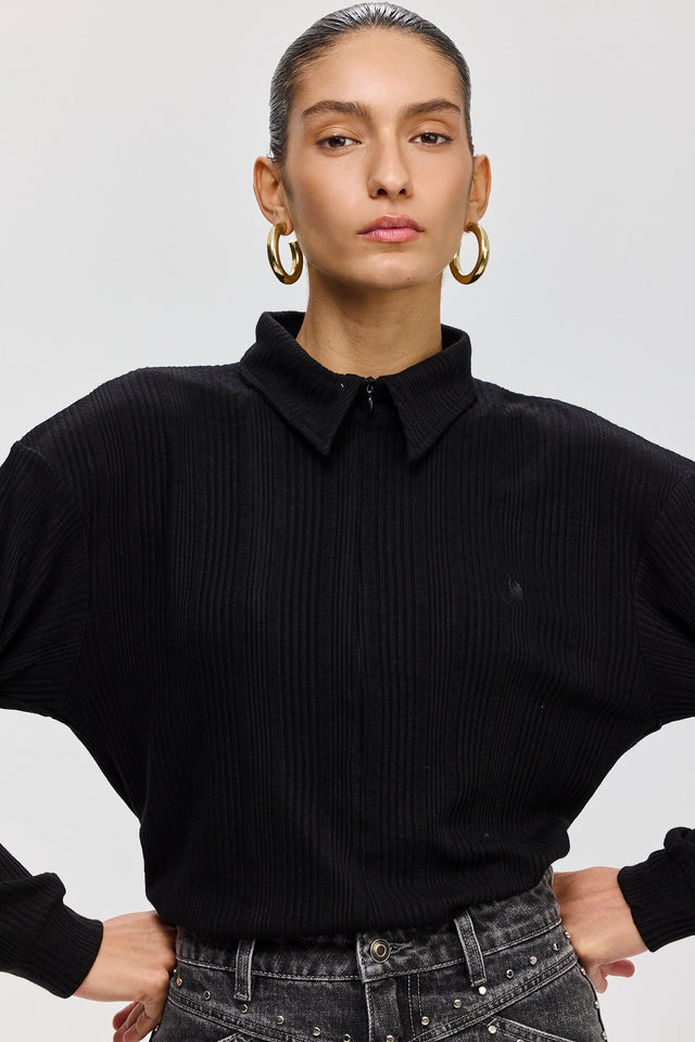 חולצת זיפר ספייסי וונט סריג ספייסי שחורה