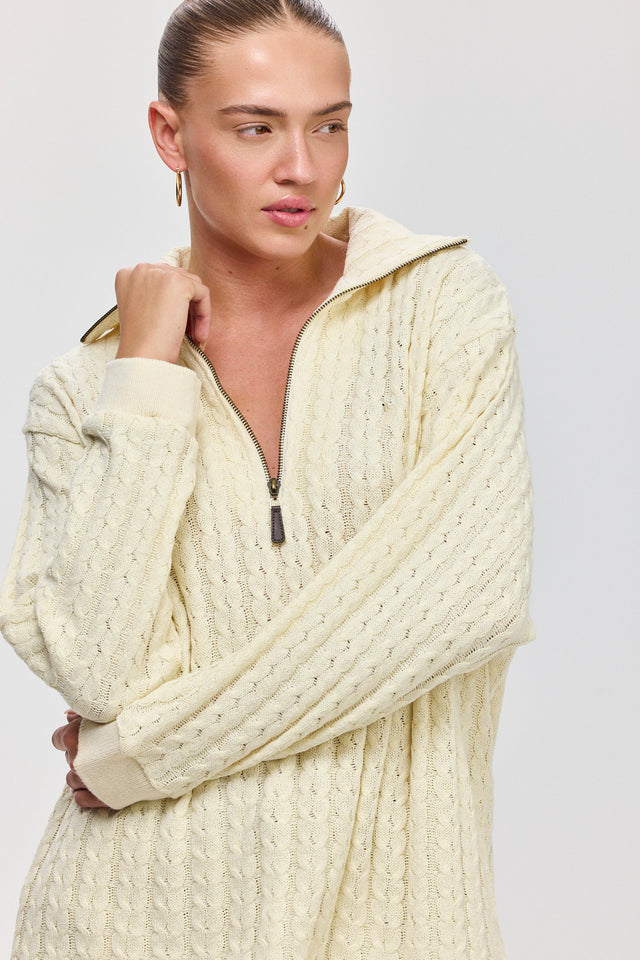 סריג קמומיל זיפר צמות חמאה שמנת