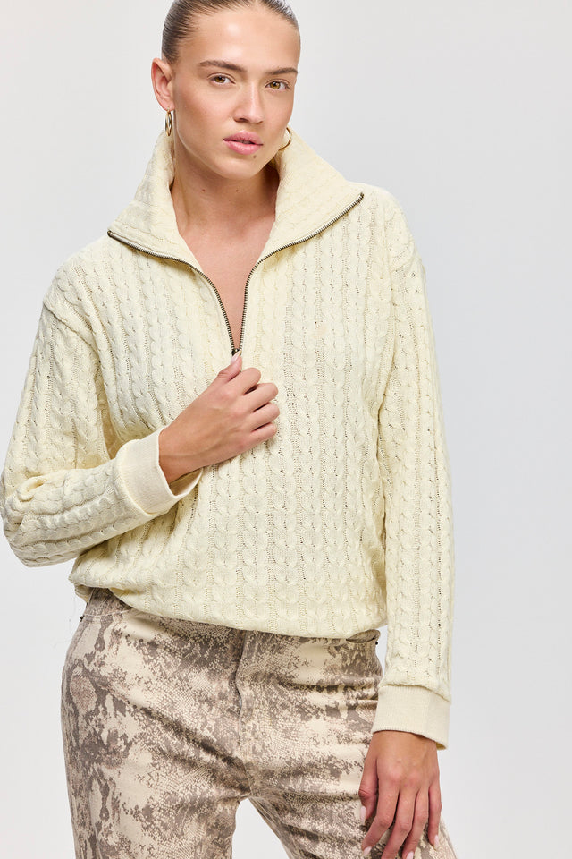 סריג קמומיל זיפר צמות חמאה שמנת