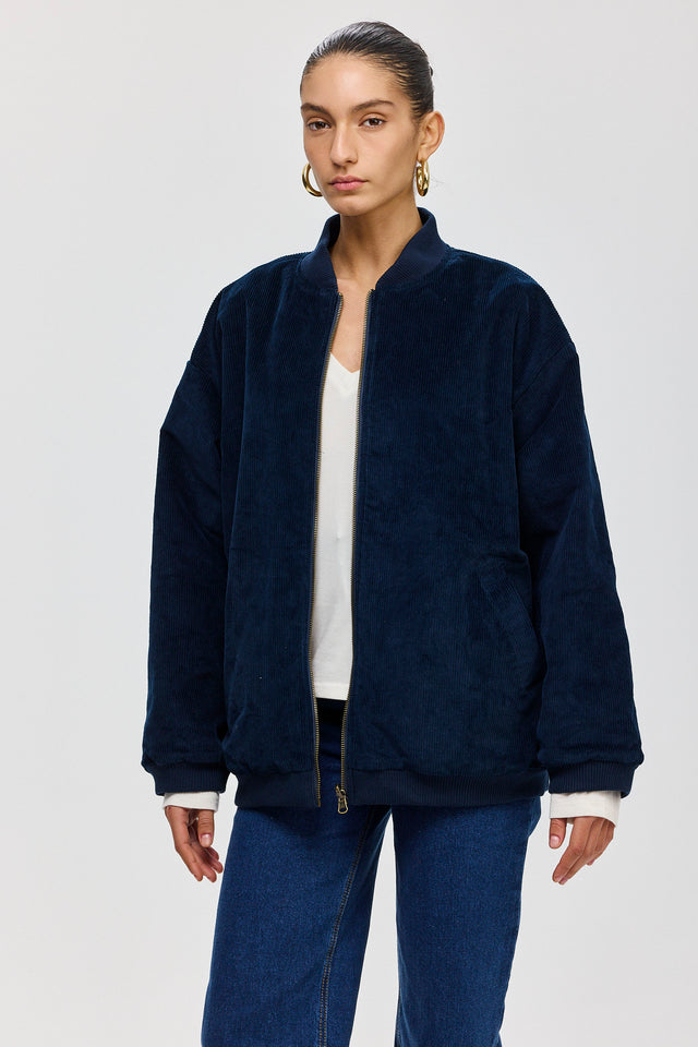 מעיל פנטאסי דו צדדי קורדורויי-זמש נייבי קאמל