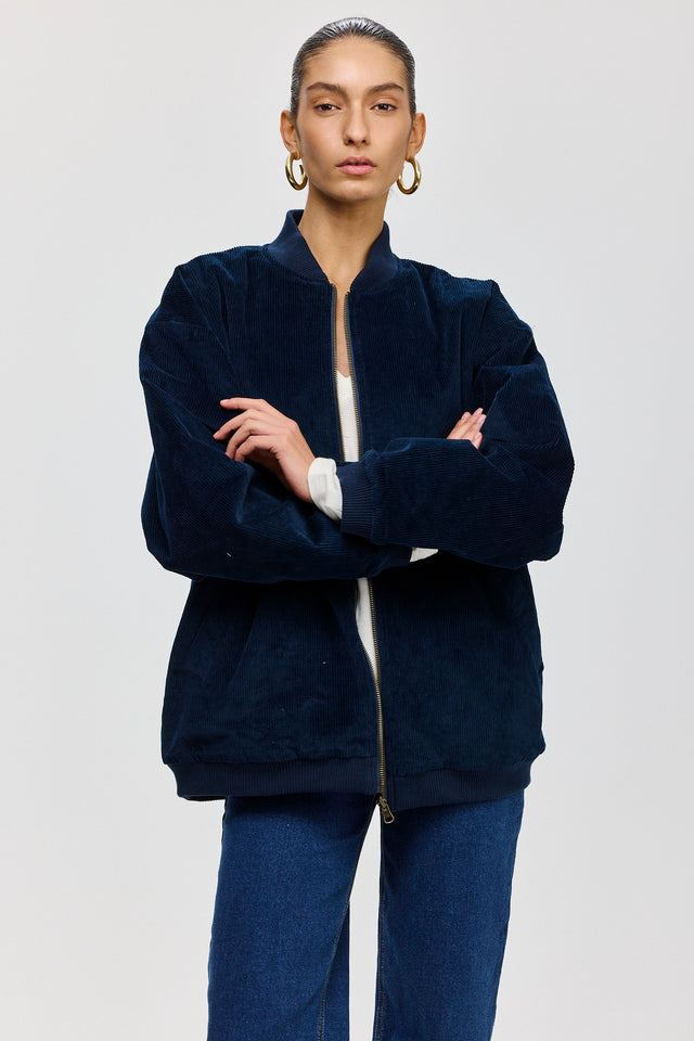 מעיל פנטאסי דו צדדי קורדורויי-זמש נייבי קאמל