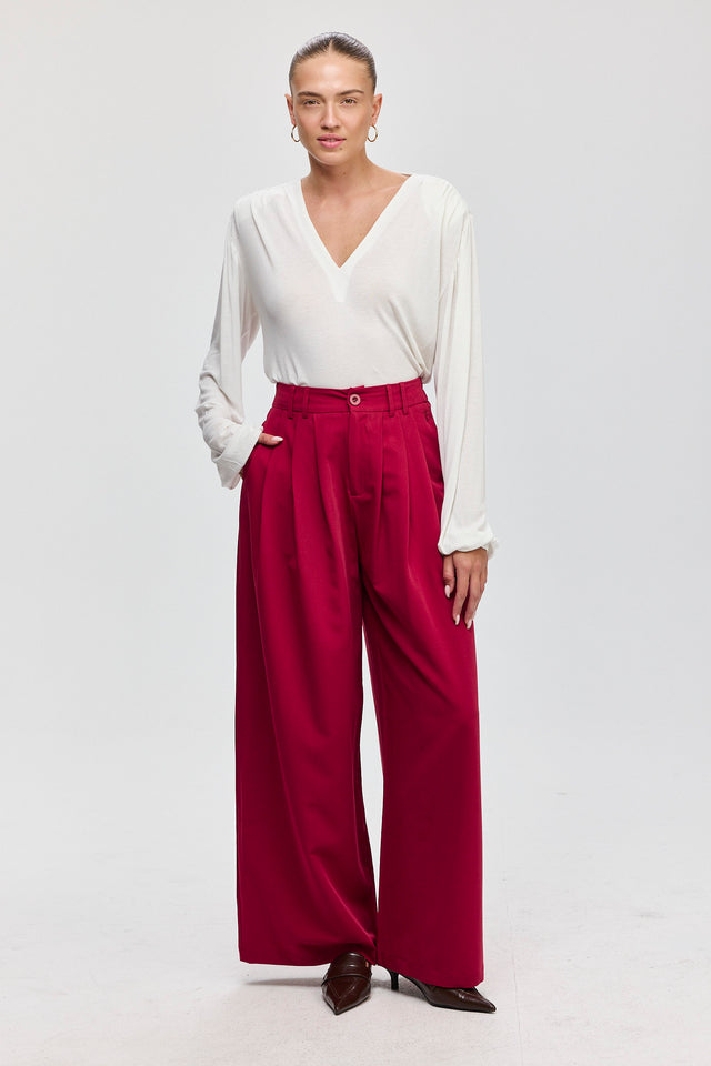 מכנסיים מחוייטים קשיו בורגנדי