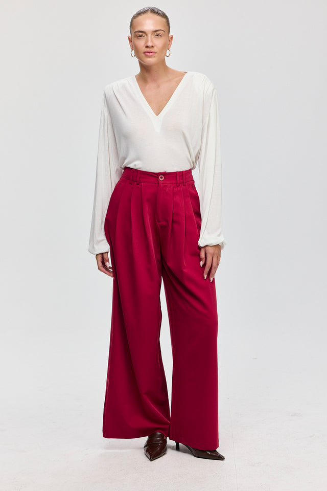 מכנסיים מחוייטים קשיו בורגנדי