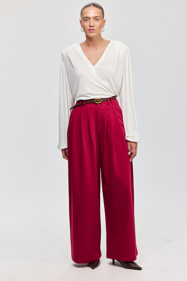 מכנסיים מחוייטים קשיו בורגנדי