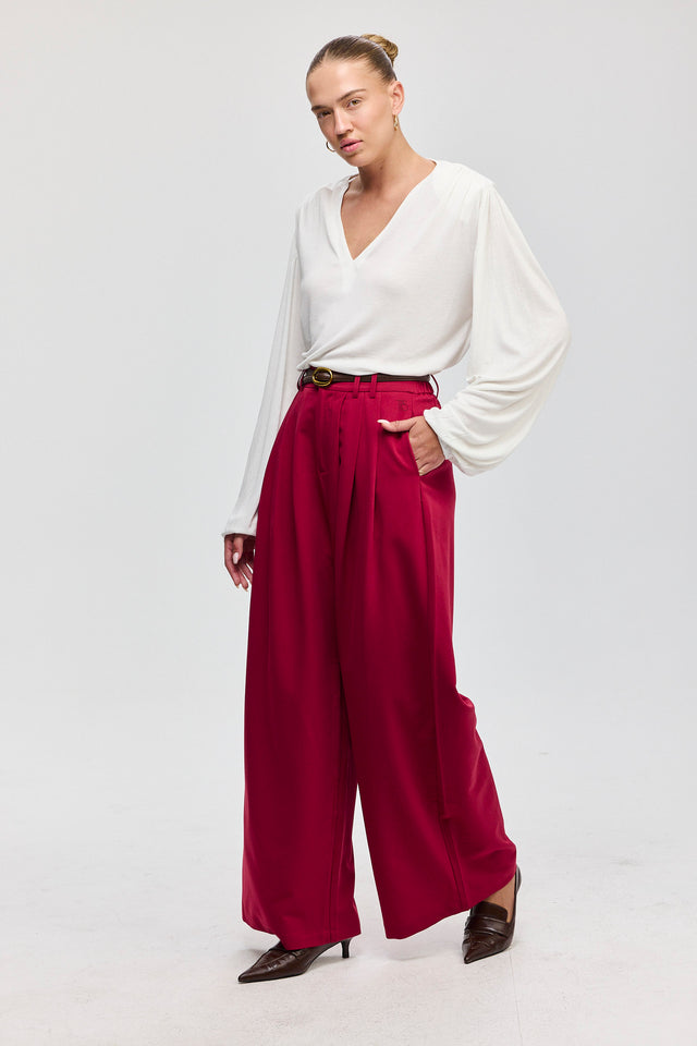 מכנסיים מחוייטים קשיו בורגנדי