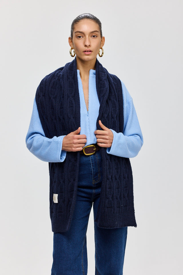 צעיף סריגה גאומטרית נייבי