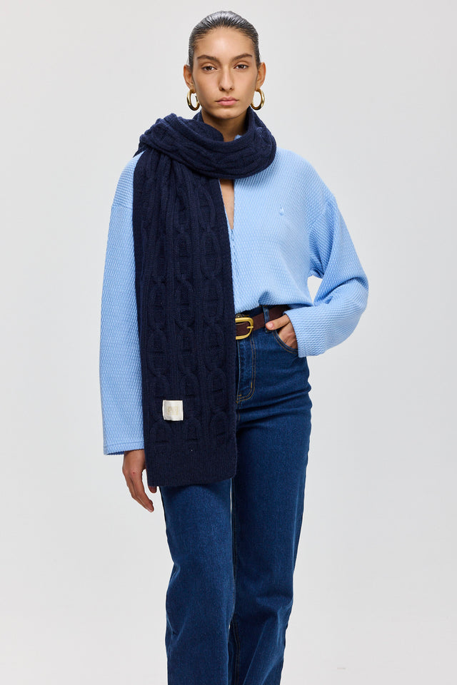 חולצת זיפר סריג ספייסי שרוולים ארוכים תכלת