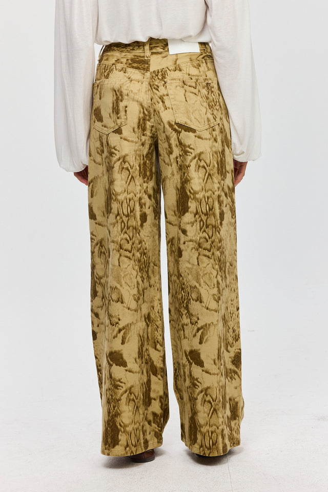 מכנסי ג'ינס מתרחבים נחש חאקי