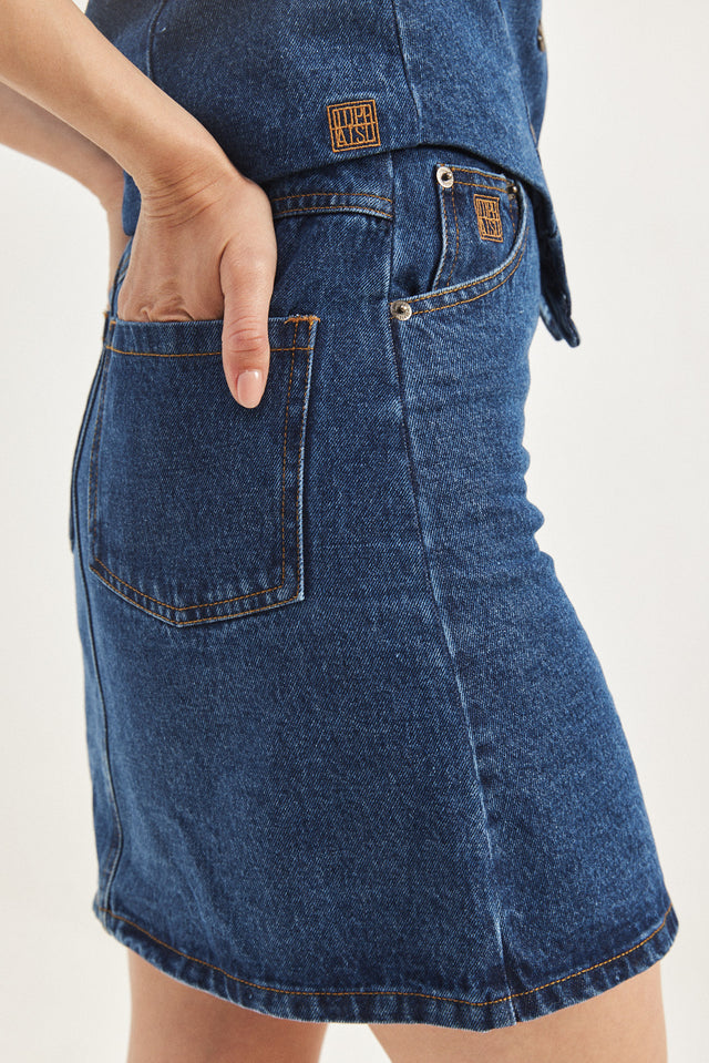 חצאית מיני ג'ינס כחול