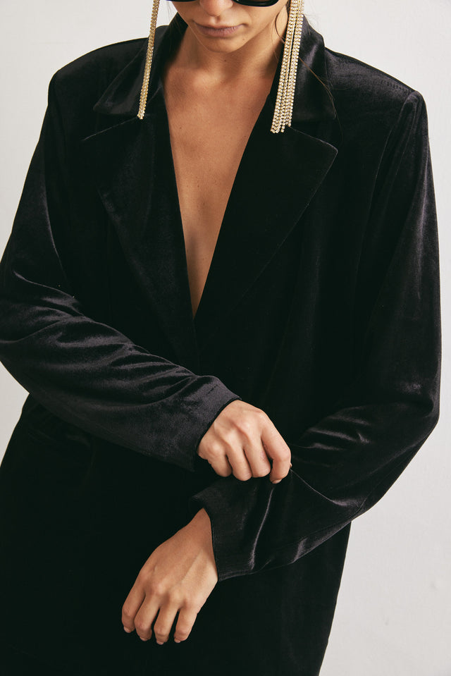 ז'קט בלייזר קטיפה שחור