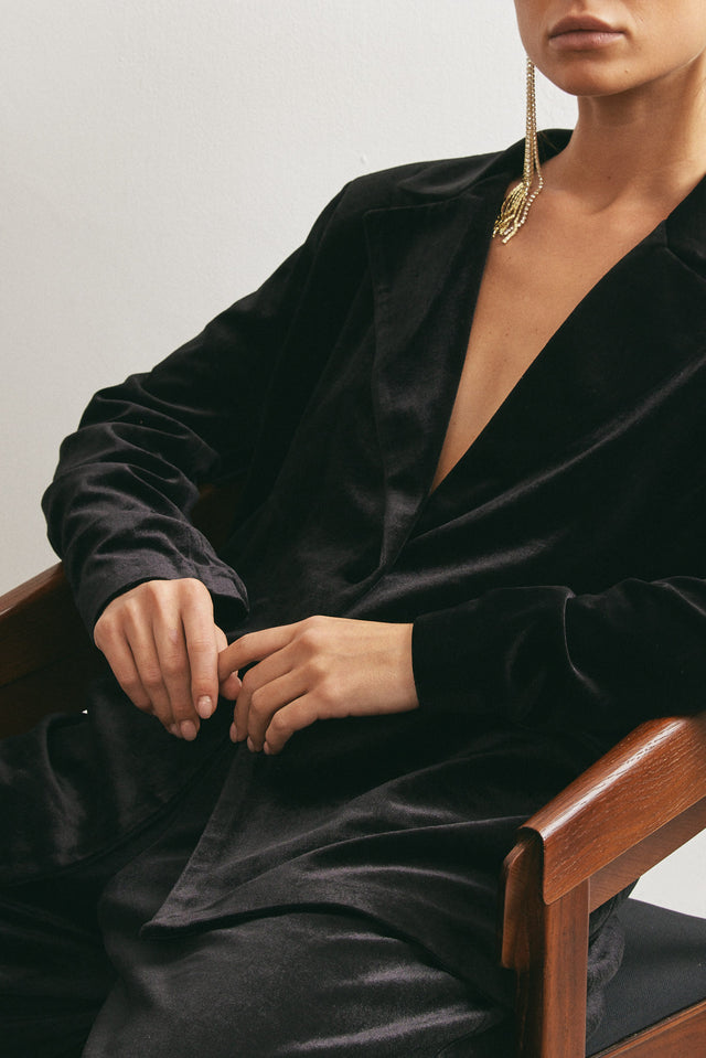 ז'קט בלייזר קטיפה שחור